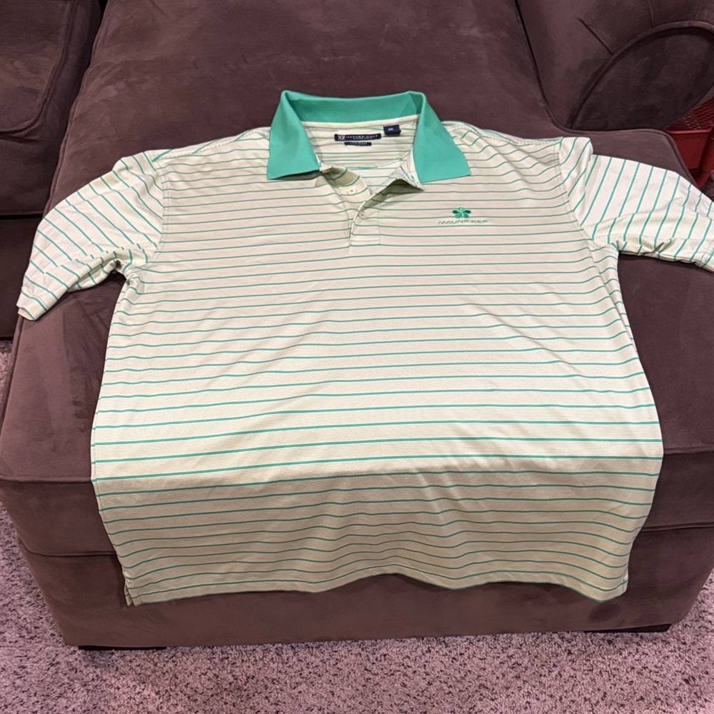 Men's Green Striped Polo Shirt